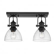  3118-2SF BLK-SD - Hines 2-Light Semi-Flush in Matte Black with Seeded Glass